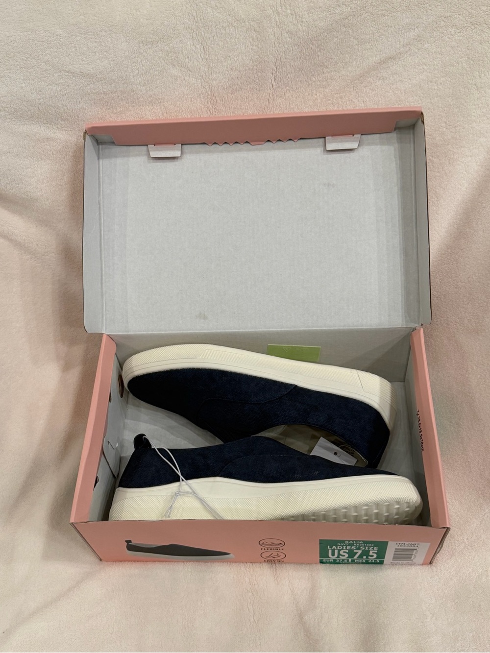 Kensie Navy Blue Slip-On Sneakers with White Sole